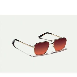 Moscot Shtarker Gold Frame Sunglasses with Cabernet Lenses - Unisex